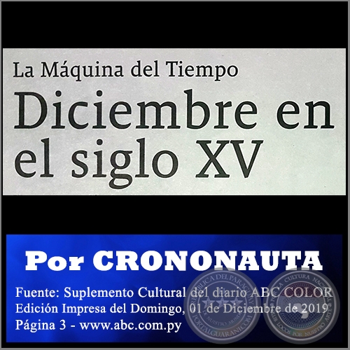 DICIEMBRE EN EL SIGLO XV - Por CRONONAUTA - Domingo, 01 de Diciembre de 2019